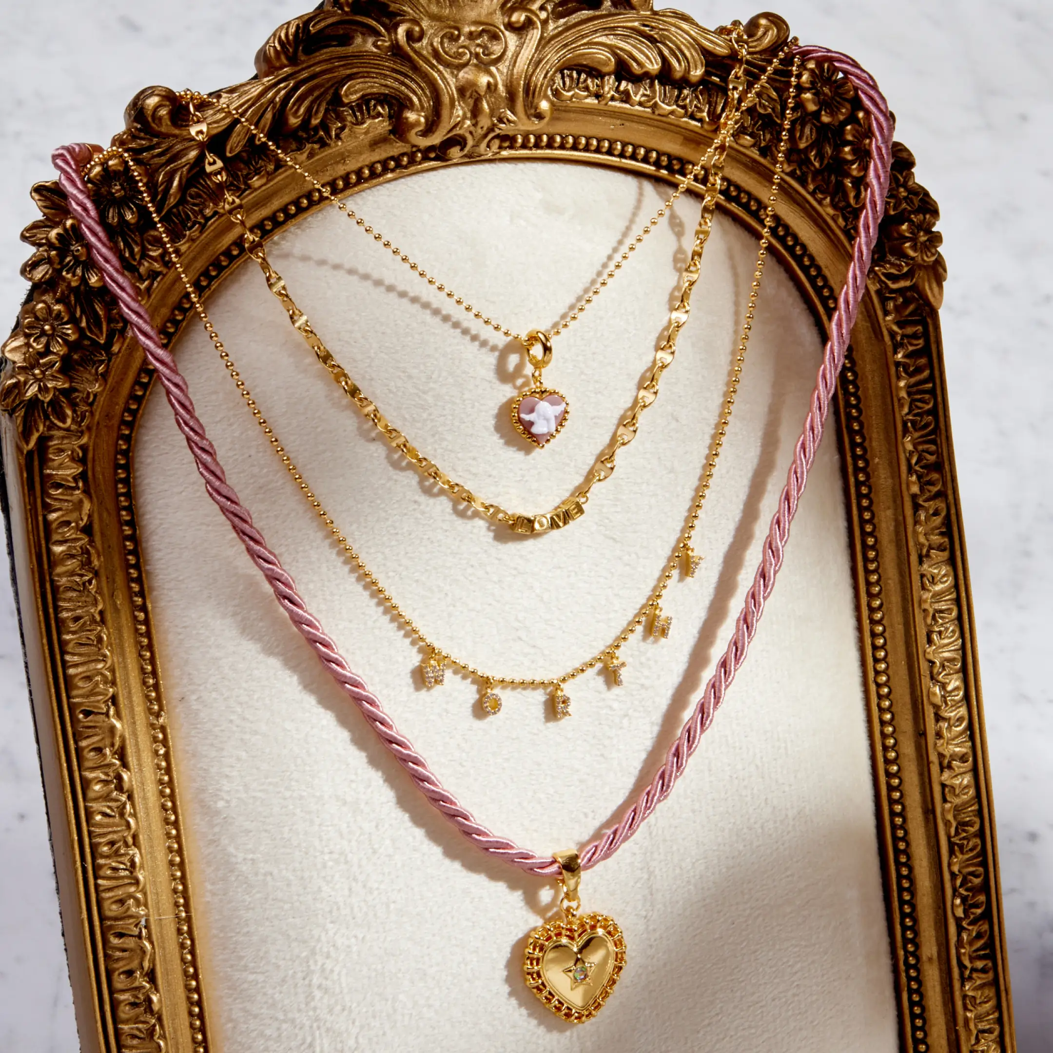 Lace Heart Pendant Cord Necklace - Image 4