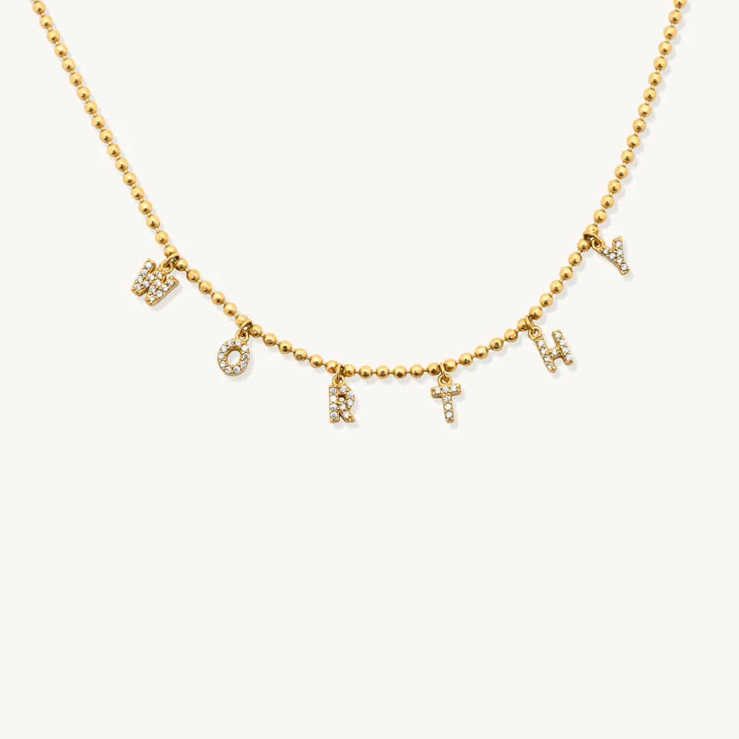 Tiny Dripping Words Gold Vermeil Necklace - Image 5
